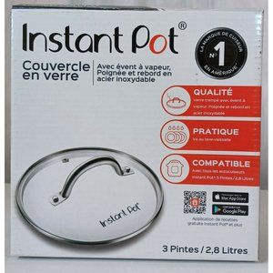 Instant Pot 3 Qt Tempered Glass Lid w/ Steam Vent, Stainless Steel, New Open Box